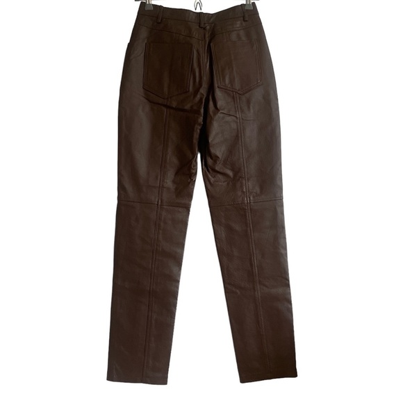 Together Brown Leather High Waisted Trousers - Picture 2 of 7